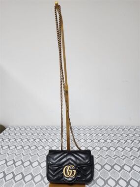 Authentic Gucci GG Marmont Super Mini Crossbody Bag Black